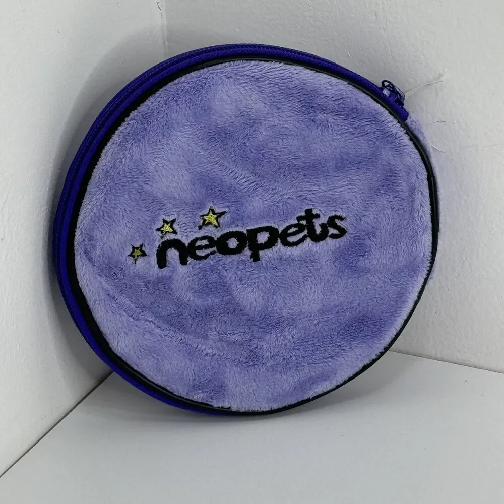 Vtg Neopets CD DVD Case Spotted Gelbert Plush 8 Discs Holder Zipper y2k